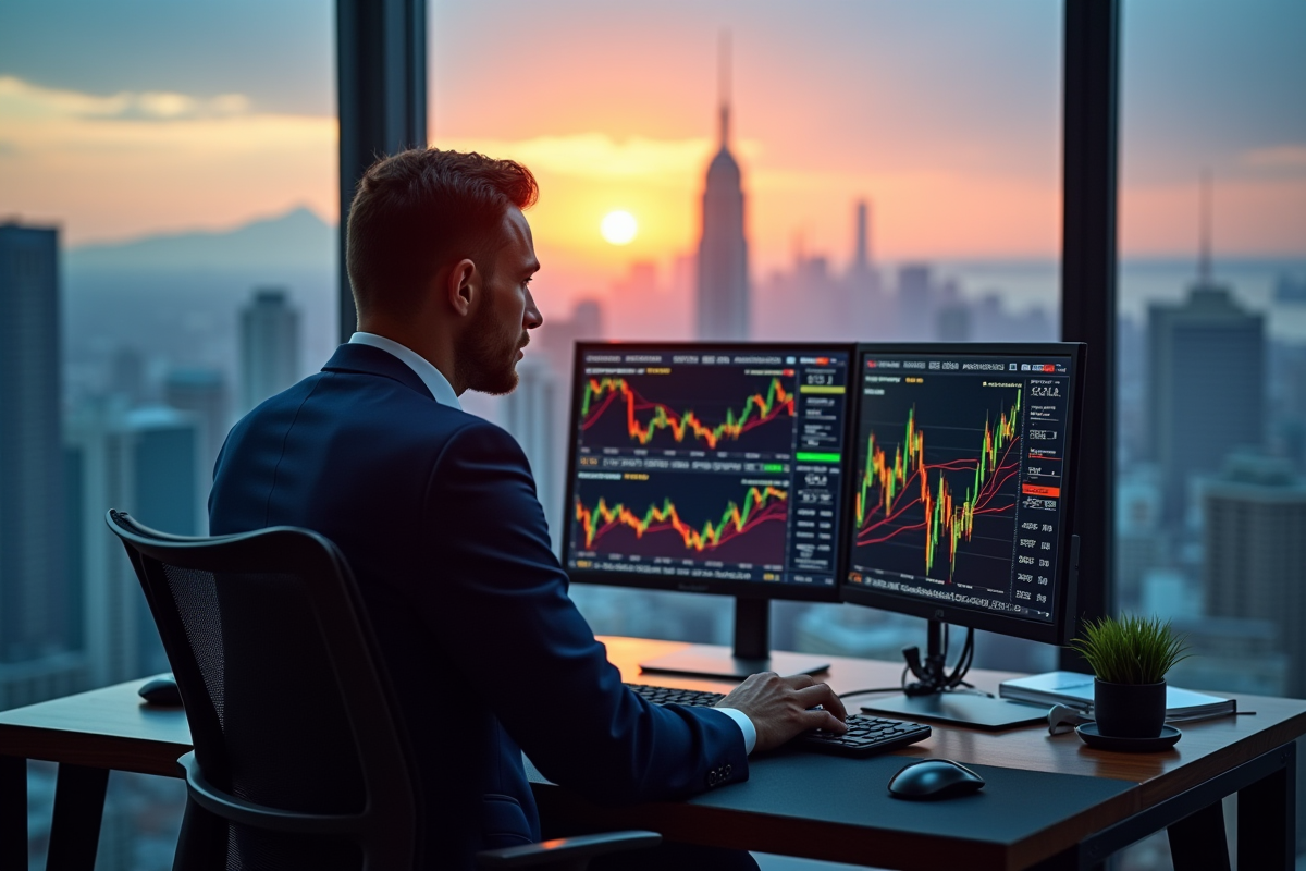 Analyste financier regardant des graphiques boursiers modernes
