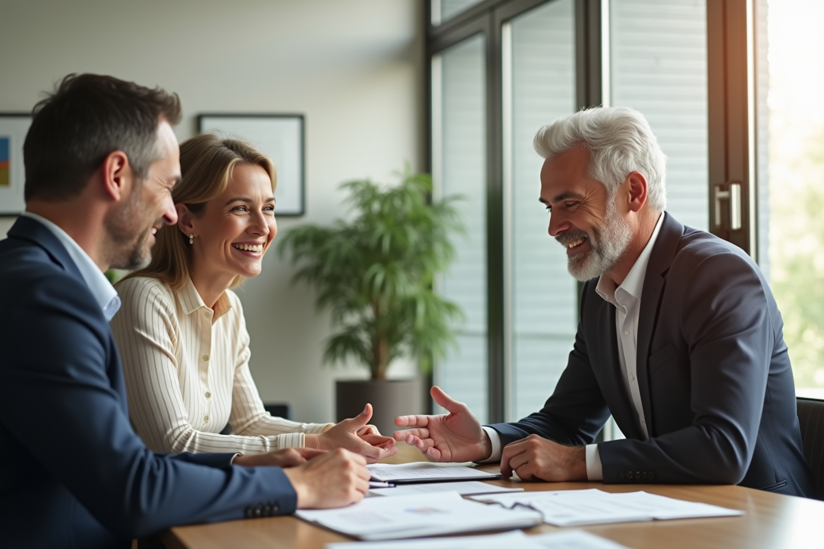 Conseiller financier avec un couple discutant de retraite