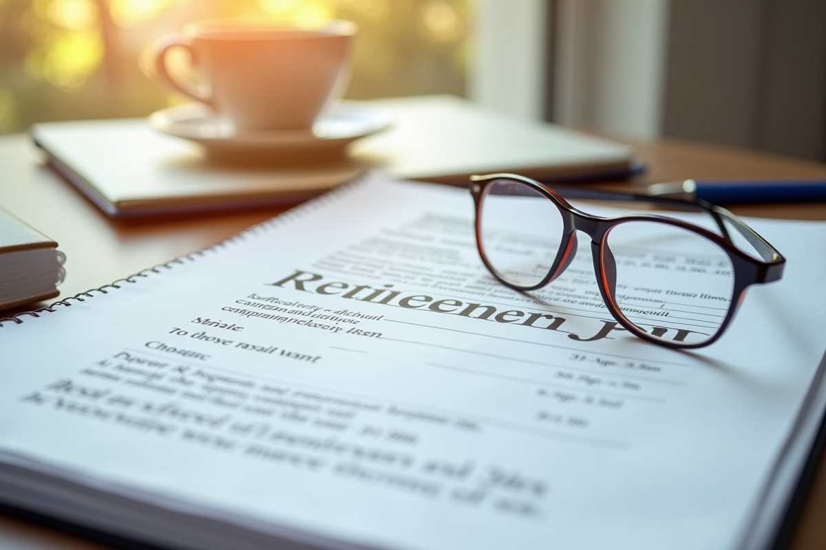 Dossier de retraite organisé avec stylo et tasse de café