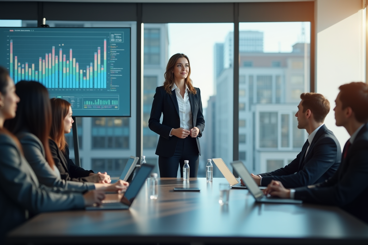 Femme d'affaires confiante lors d'une réunion de travail