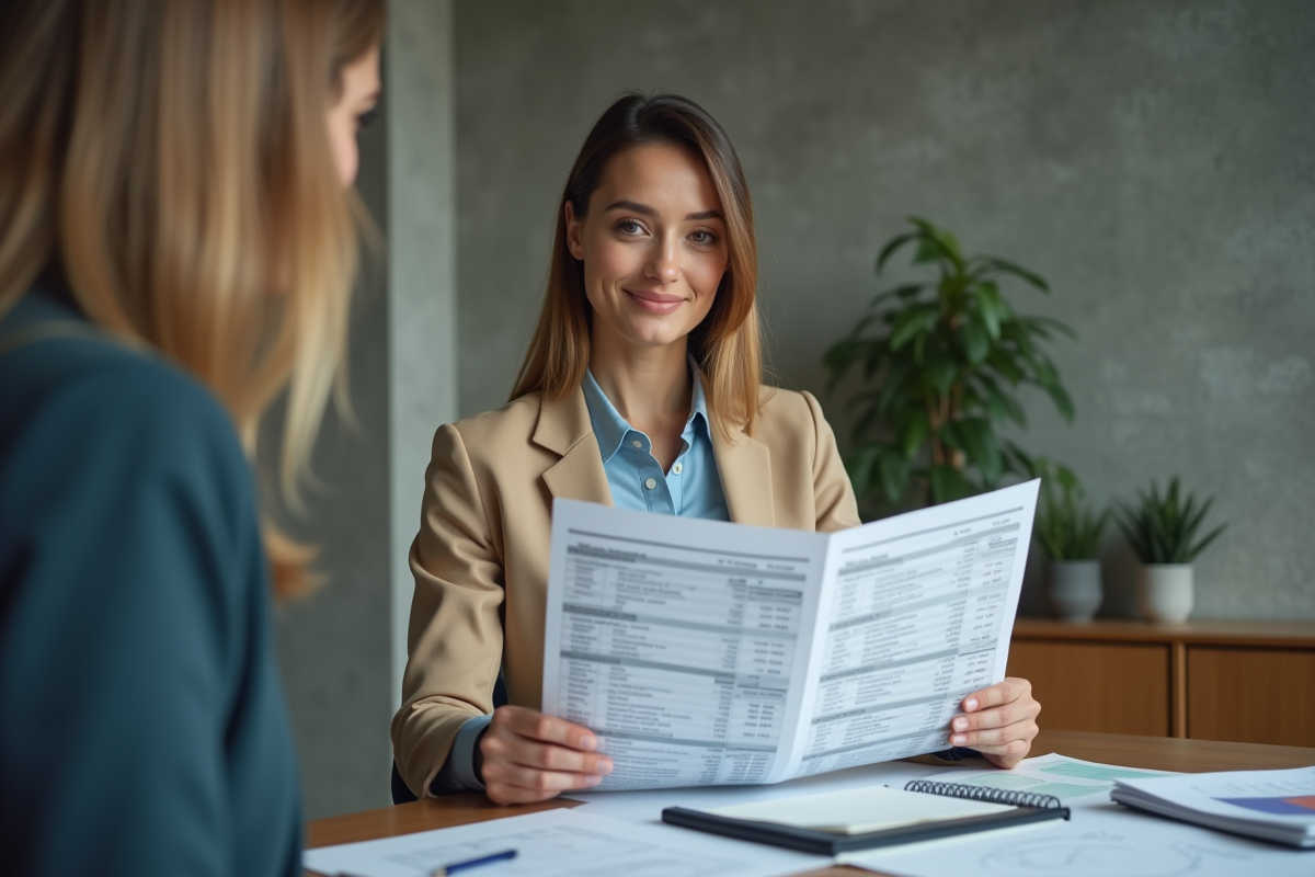 Jeune femme présentant un tableau d