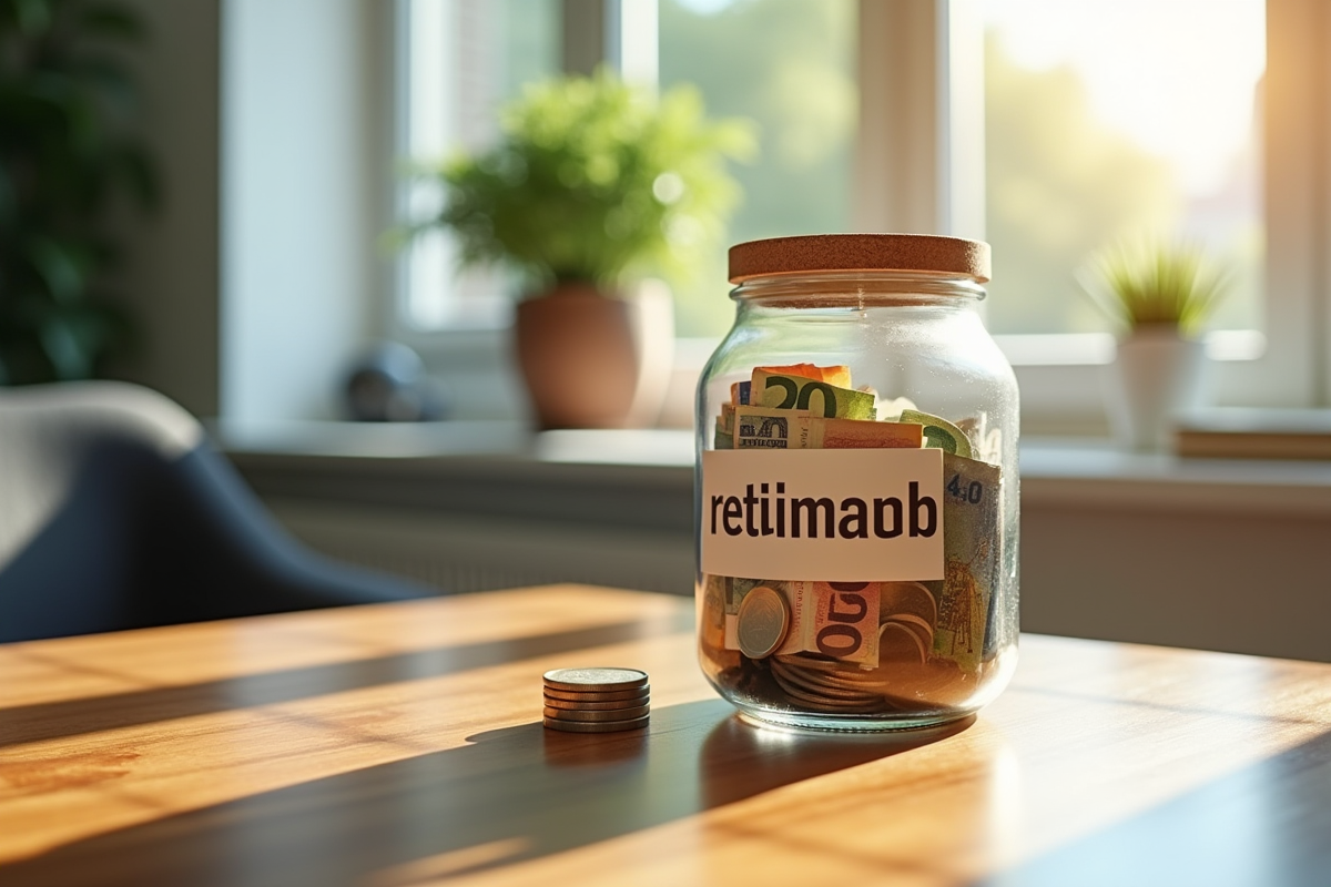 Pot de retraite rempli de billets et pièces d