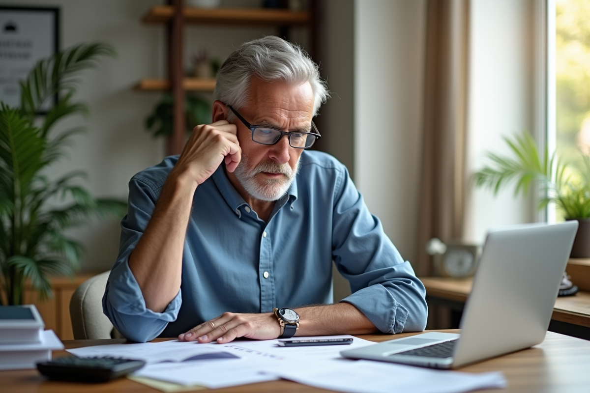 Professionnel autonome planifiant sa retraite dans un bureau moderne