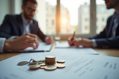 Réunion entre propriétaire et locataire avec contrat et pièces
