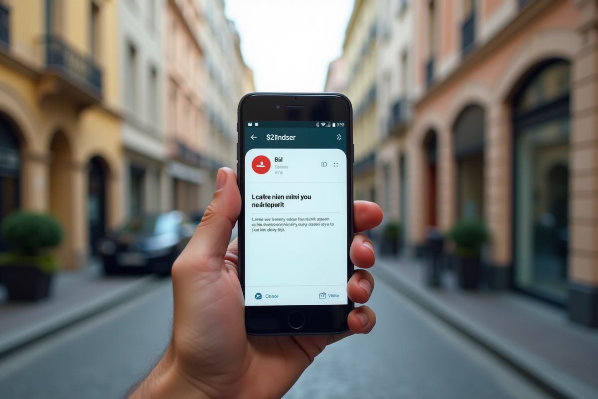 Main tenant un smartphone affichant une notification bancaire